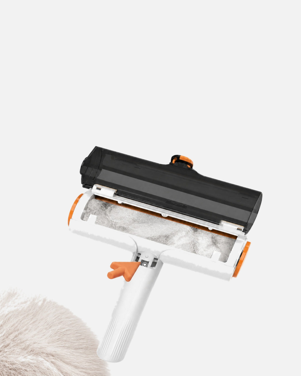2-in-1 pet hair roller brush with collected fur