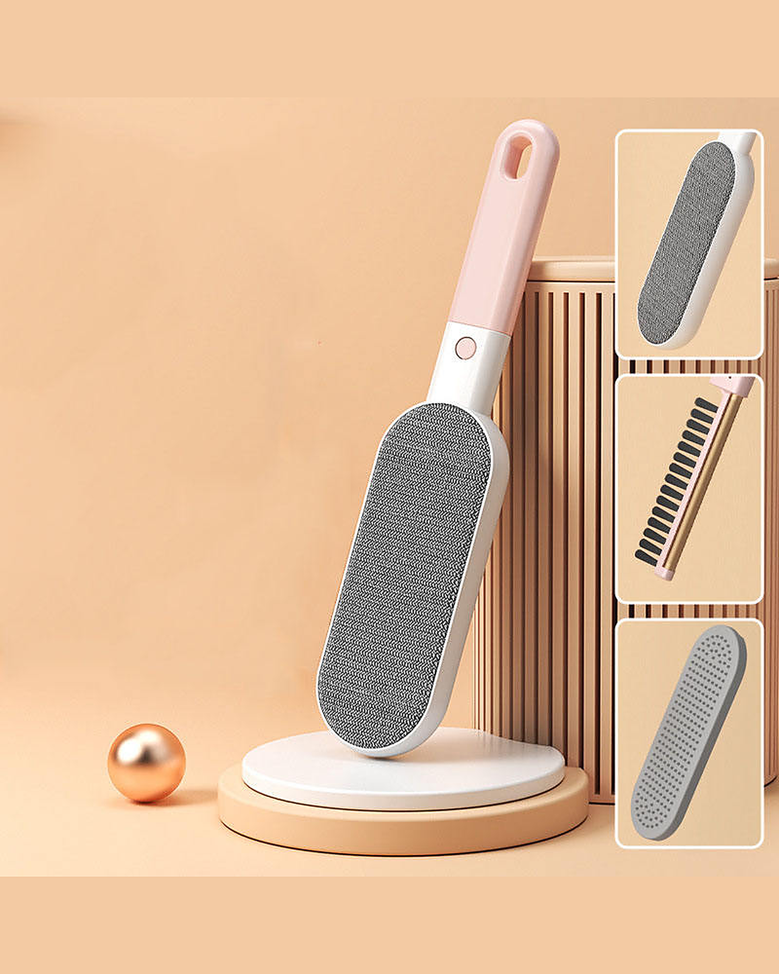 Double-Sided Pet Hair Removal Brush in pink